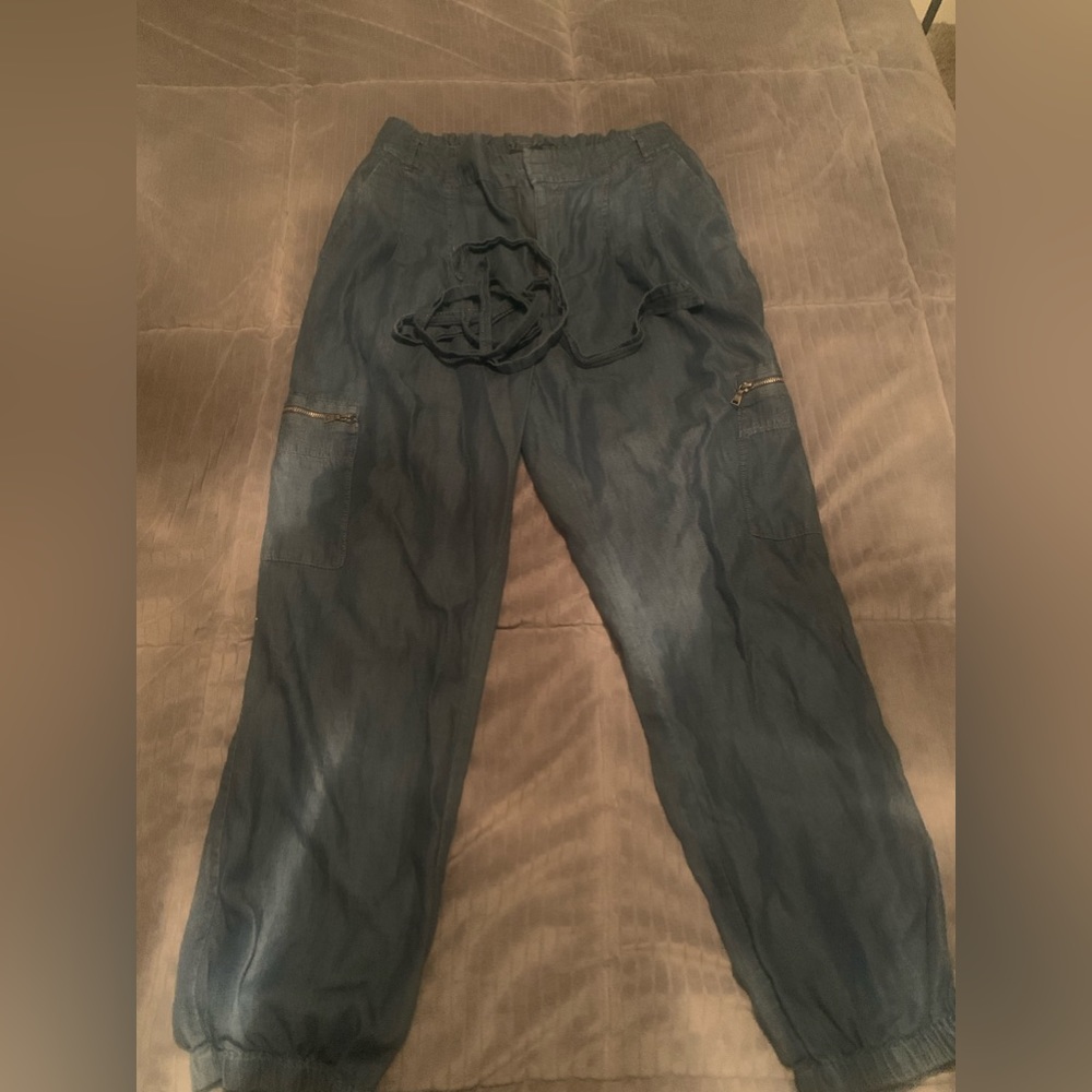 Express: Dark Denim (soft) Extreme Rise Jogger, Size M
